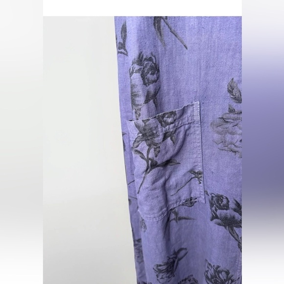 VTG Linen Maxi Dress Sz M Dressing Clio Cottagecore Beach Lagenlook Boho Purple - Picture 5 of 11